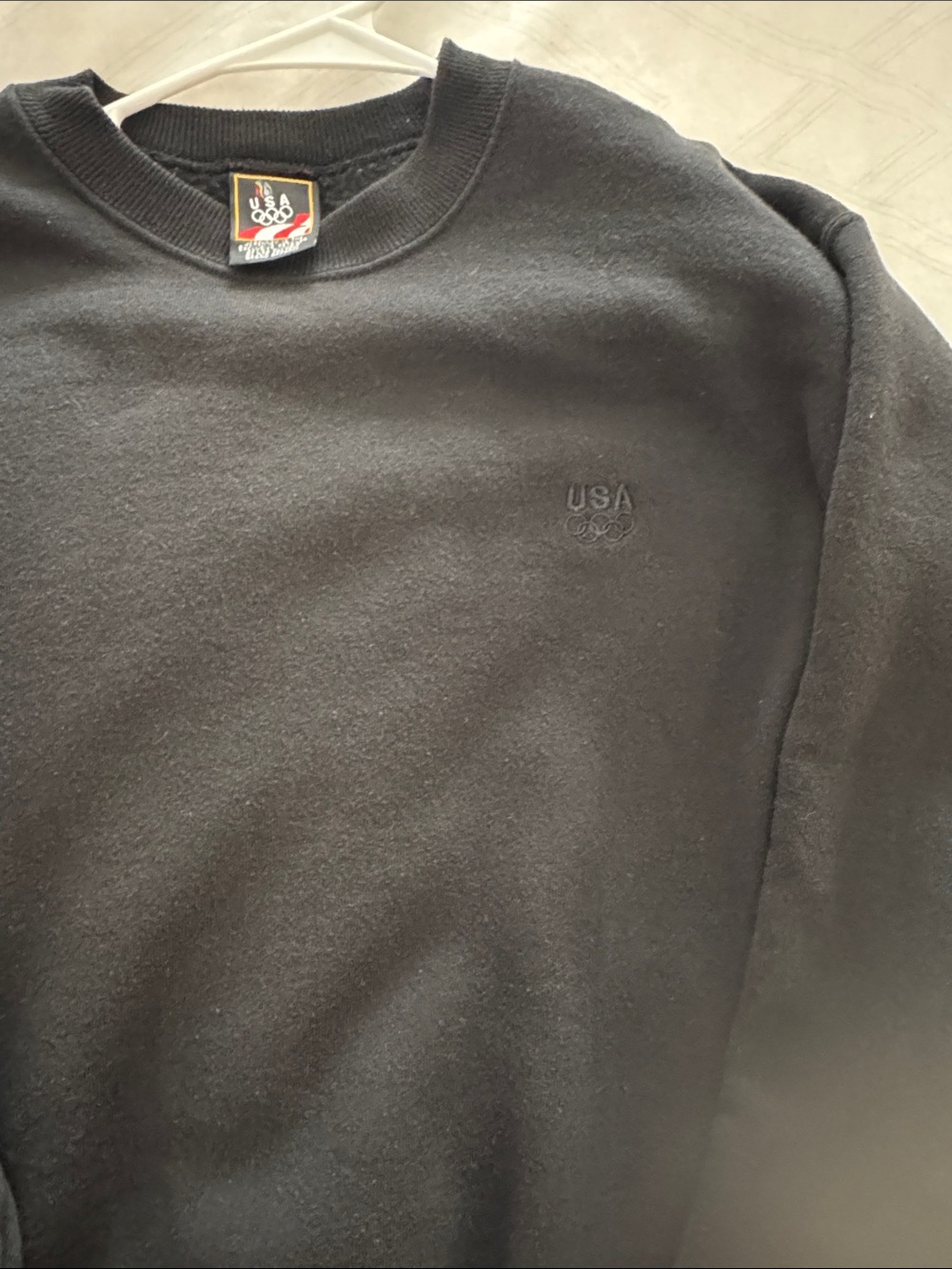 USA Olympic Embroidered Crewneck Sweatshirt - Black
